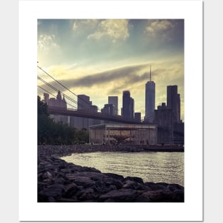 Manhattan Skyline Sunset Dumbo Brooklyn NYC Posters and Art